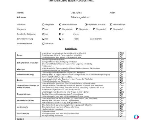 Barthel-Index und geriatrisches Basis-Assessment für die EBM-Ziffern 03360 und 03362