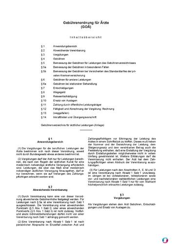 Mehr Informationen zu "Gebührenordnung für Ärzte (GOÄ) mit Ziffern im Volltext als PDF"